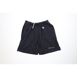Vintage 90s Champion Mens XL Faded Spell Out Above Knee Heavyweight Shorts Black